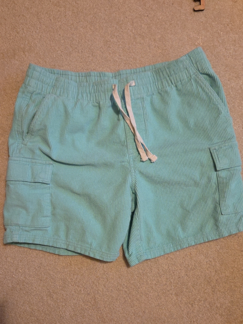 💼 Men's Mint Green Corduroy Cargo Shorts (2 Pairs) - Elastic Waist